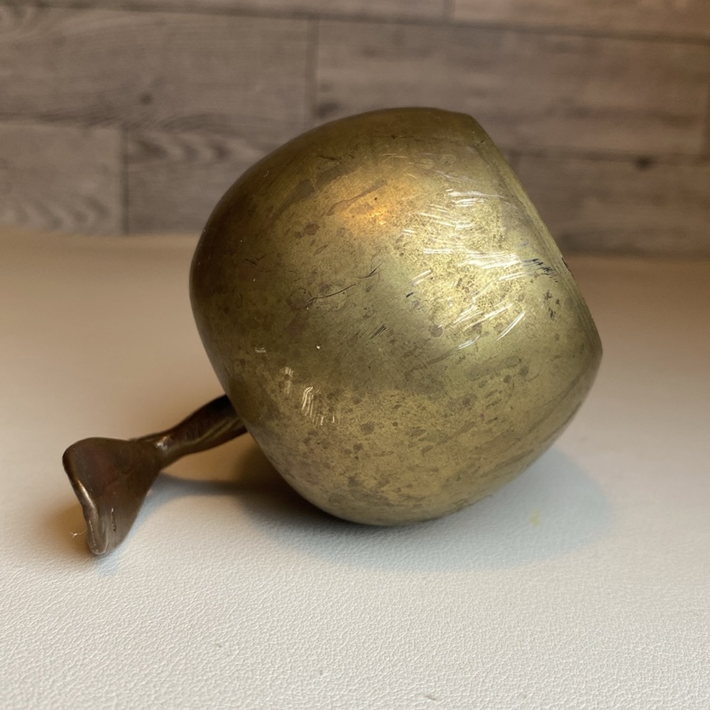 Vintage Brass Apple Paperweight Bell - Picture 4 of 4